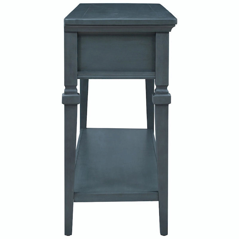 50L Classic Retro Style Console Table with Three Top Drawers and Open Style Bottom Shelf (Gray Wash)
