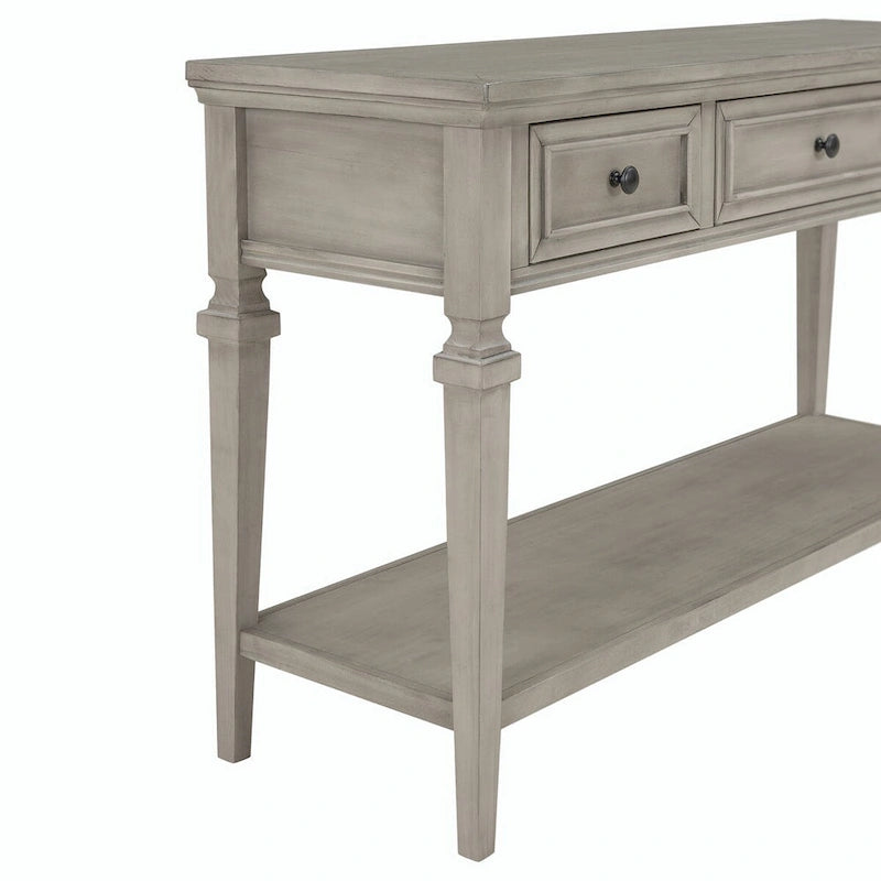 50L Classic Retro Style Console Table with Three Top Drawers and Open Style Bottom Shelf (Gray Wash)