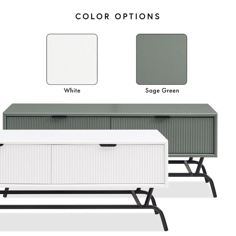 DH BASIC 2-Piece Modern Coffee Table and End Table Set with 3D Wave Accented Drawers by Denhour
