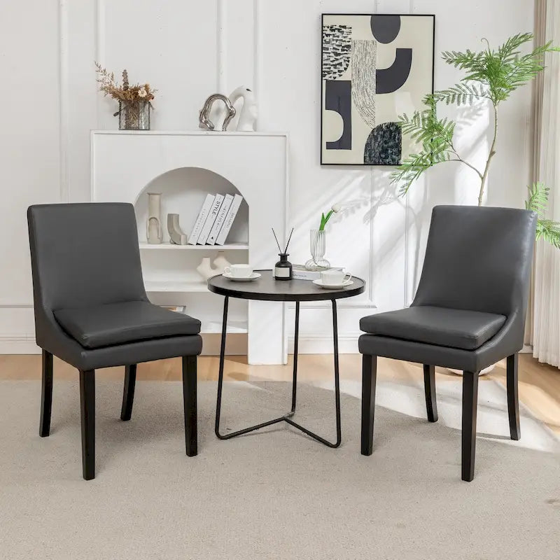 Modern Dining Chairs Set of 2, Upholstered Kitchen & Dining Room Chairs with Solid Wood Legs,Tufted Linen Fabric Chairs