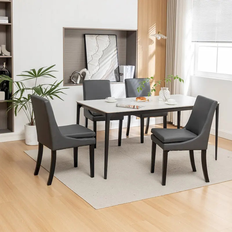 Modern Dining Chairs Set of 2, Upholstered Kitchen & Dining Room Chairs with Solid Wood Legs,Tufted Linen Fabric Chairs