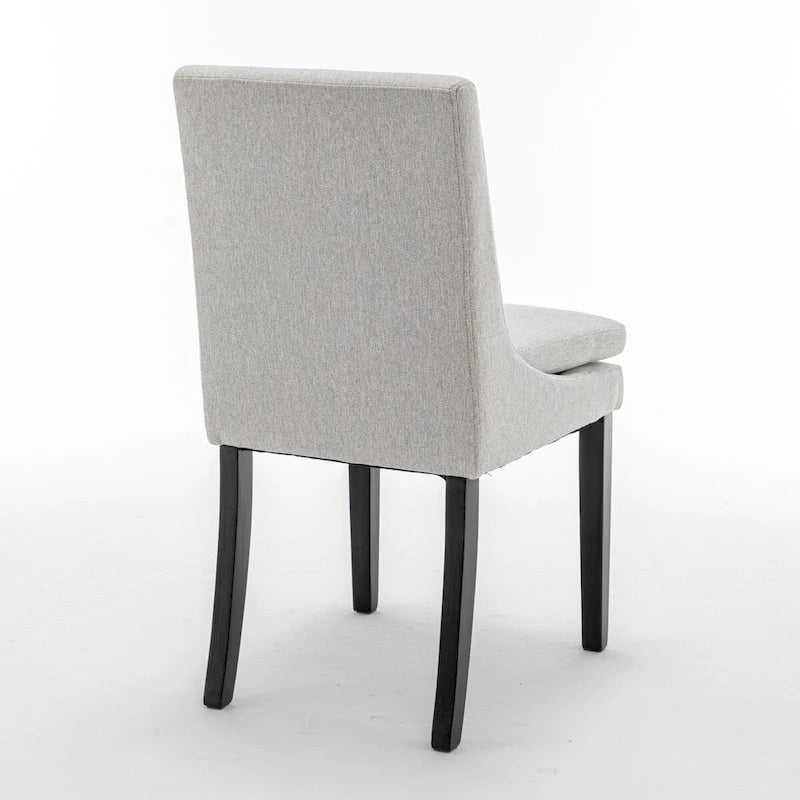 Modern Dining Chairs Set of 2, Upholstered Kitchen & Dining Room Chairs with Solid Wood Legs,Tufted Linen Fabric Chairs
