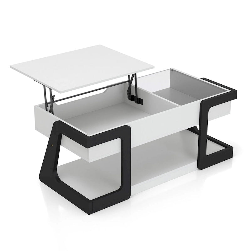 DH BASIC 2-Piece Modern White Lift-top Coffee Table and End Table Set by Denhour