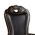 Ons 29 Inch Carved Dining Armchair, Set of 2, Brown Faux Leather