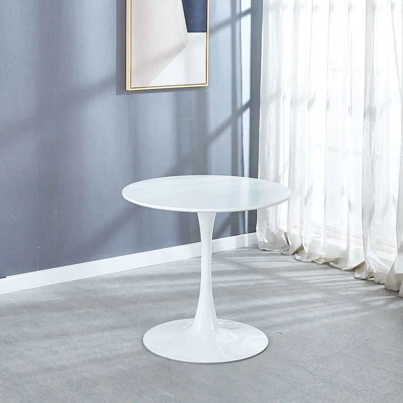Round Dining Table with 4 Teddy Plush Fabric Chairs
