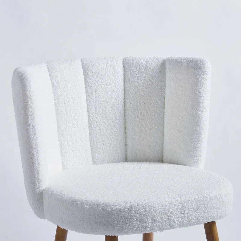 Round Dining Table with 4 Teddy Plush Fabric Chairs