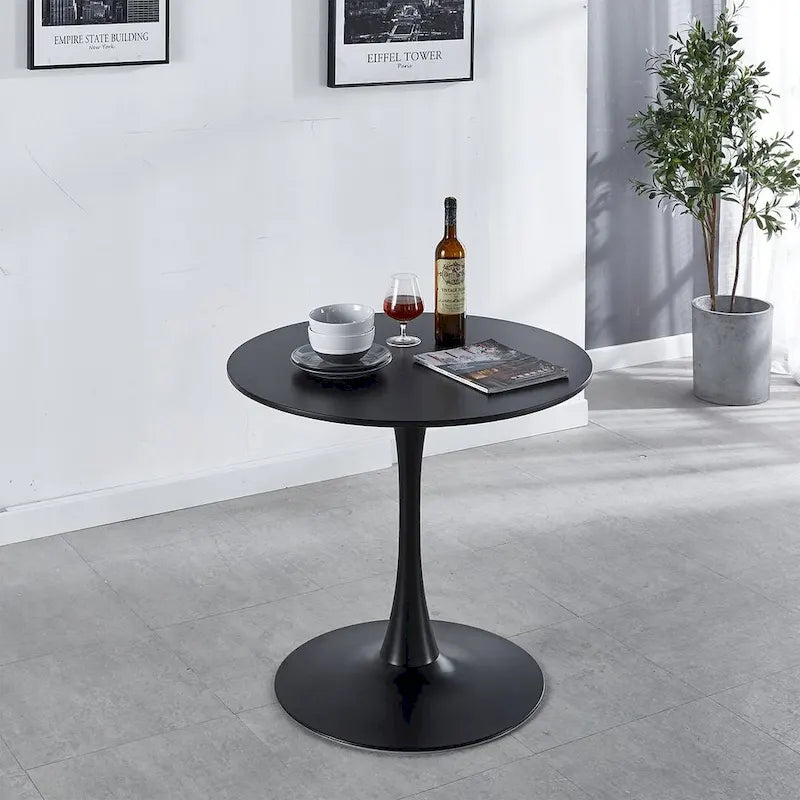Round Dining Table with 4 Teddy Plush Fabric Chairs