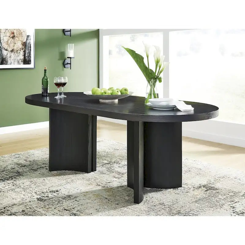 Signature Design by Ashley Rowanbeck Black Dining Table - 86.25 W x 42 D x 30.25 H