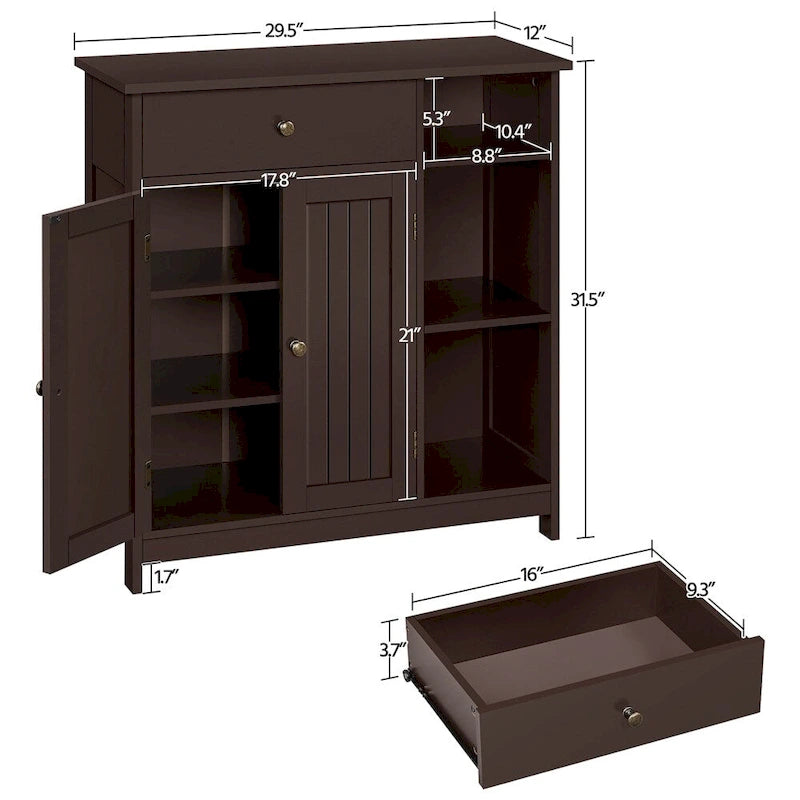 Yaheetech Free-Standing Bathroom Floor Cabinet with Adjustable Drawer