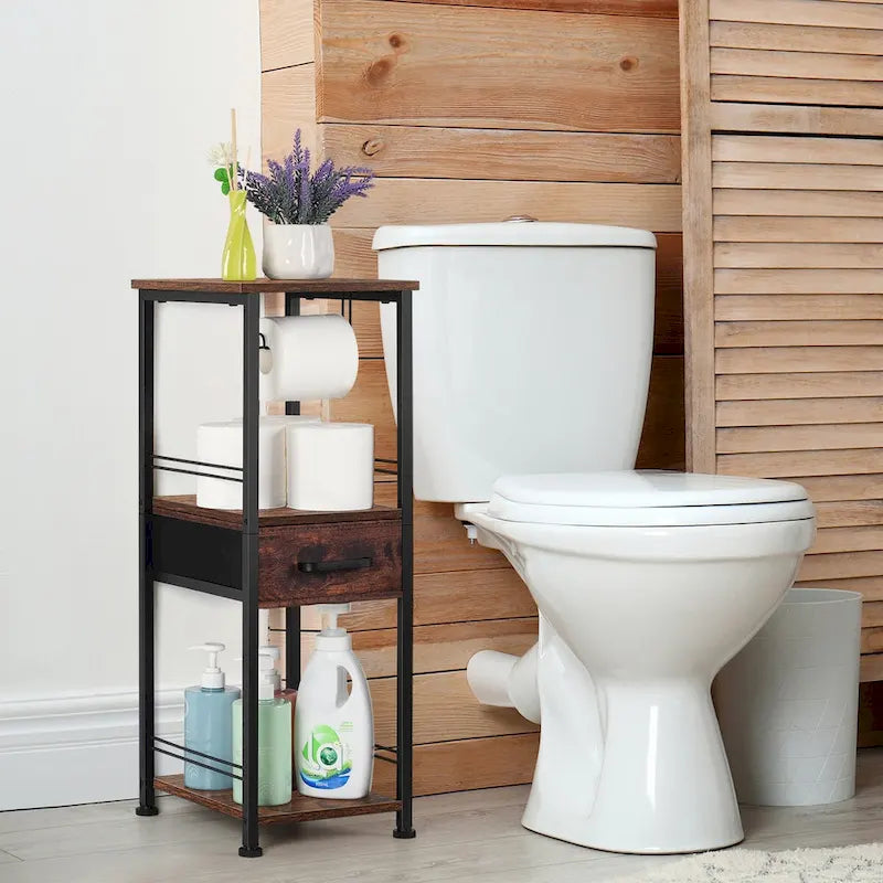 Freestanding Toilet Paper Storage Cabinet with Sliding Storage Drawer