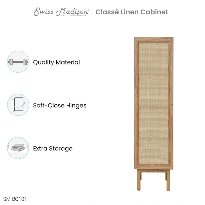 Classe 15 W x 60 H x 15 D Linen Cabinet in Oak