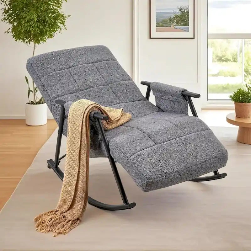 Adjustable Rocking Chair, Nursery Glider Chair with Adjustable High Back and Foot Rest
