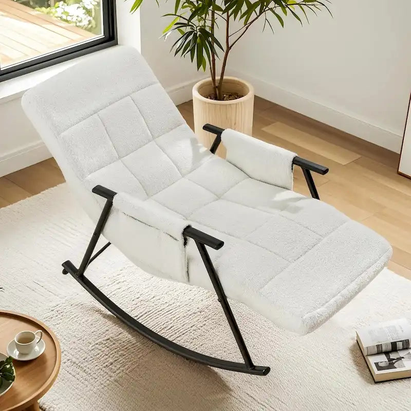 Adjustable Rocking Chair, Nursery Glider Chair with Adjustable High Back and Foot Rest