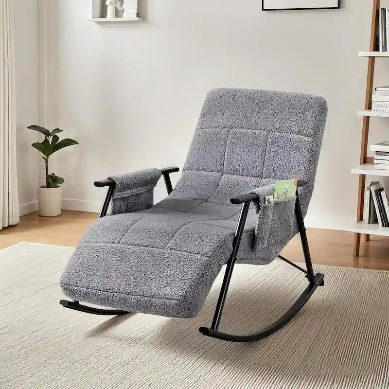Adjustable Rocking Chair, Nursery Glider Chair with Adjustable High Back and Foot Rest