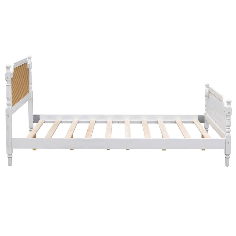 Traditional Style Rattan Bed Frame, No Box Spring Needed