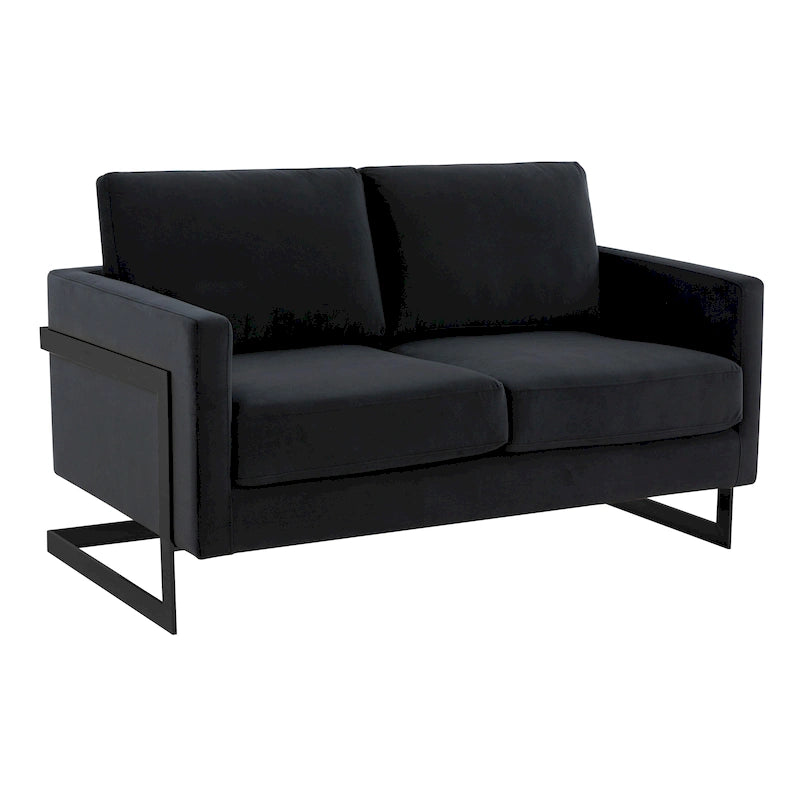 Upholstered Loveseat Sofa in Velvet Fabric with Removable Cushions and Stainless Steel Frame