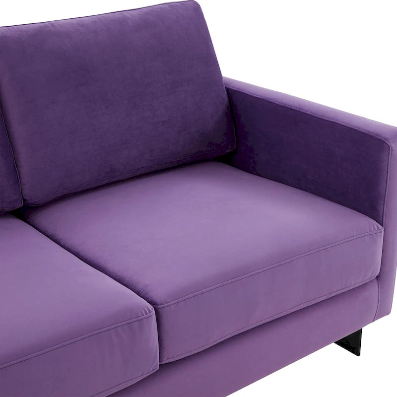 Upholstered Loveseat Sofa in Velvet Fabric with Removable Cushions and Stainless Steel Frame
