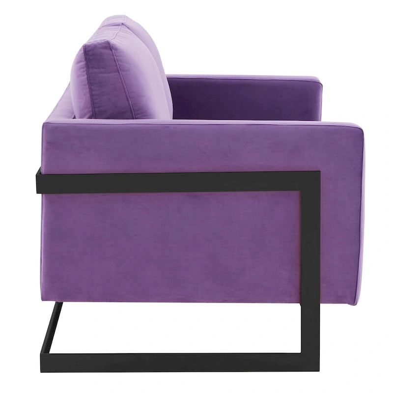 Upholstered Loveseat Sofa in Velvet Fabric with Removable Cushions and Stainless Steel Frame