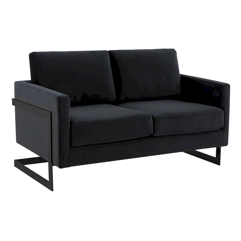 Upholstered Loveseat Sofa in Velvet Fabric with Removable Cushions and Stainless Steel Frame