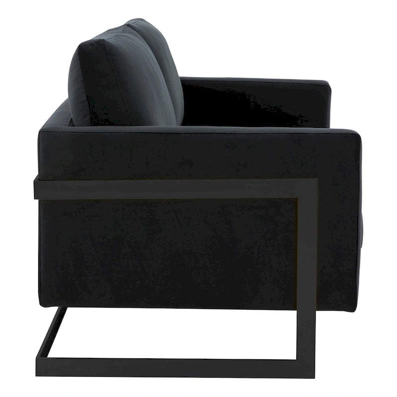 Upholstered Loveseat Sofa in Velvet Fabric with Removable Cushions and Stainless Steel Frame