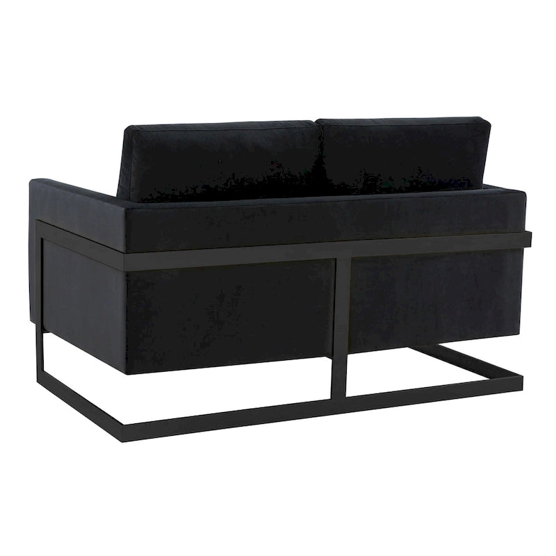 Upholstered Loveseat Sofa in Velvet Fabric with Removable Cushions and Stainless Steel Frame
