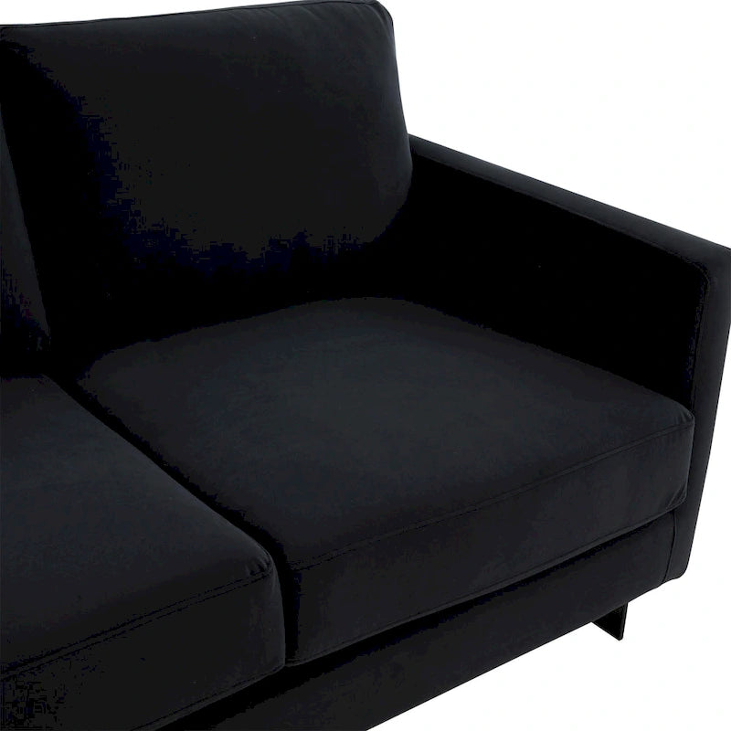 Upholstered Loveseat Sofa in Velvet Fabric with Removable Cushions and Stainless Steel Frame