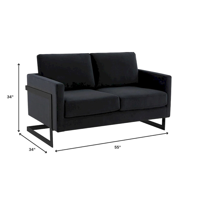 Upholstered Loveseat Sofa in Velvet Fabric with Removable Cushions and Stainless Steel Frame
