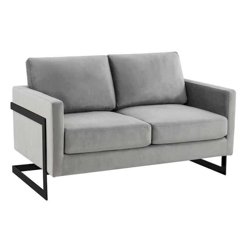 Upholstered Loveseat Sofa in Velvet Fabric with Removable Cushions and Stainless Steel Frame
