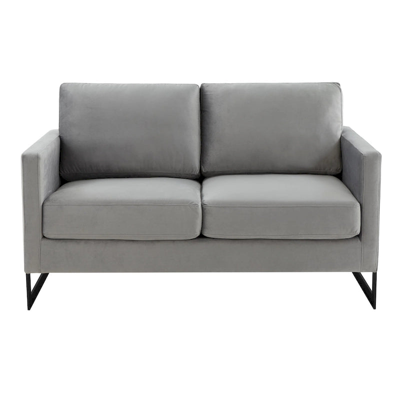 Upholstered Loveseat Sofa in Velvet Fabric with Removable Cushions and Stainless Steel Frame