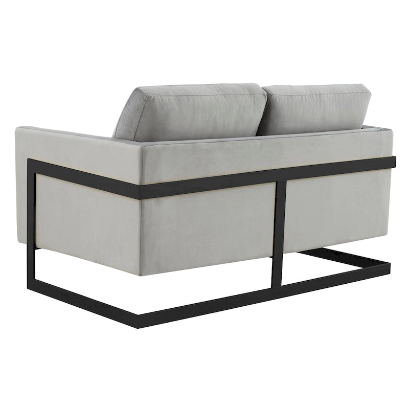 Upholstered Loveseat Sofa in Velvet Fabric with Removable Cushions and Stainless Steel Frame