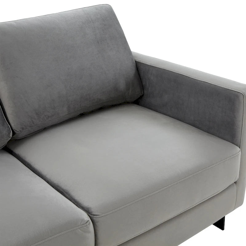 Upholstered Loveseat Sofa in Velvet Fabric with Removable Cushions and Stainless Steel Frame
