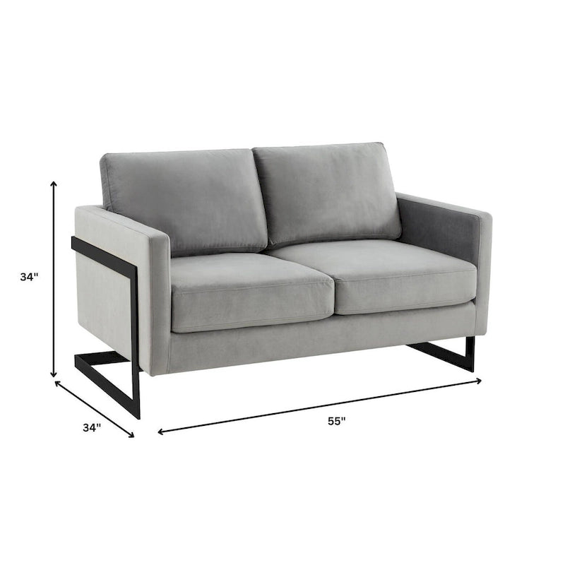Upholstered Loveseat Sofa in Velvet Fabric with Removable Cushions and Stainless Steel Frame