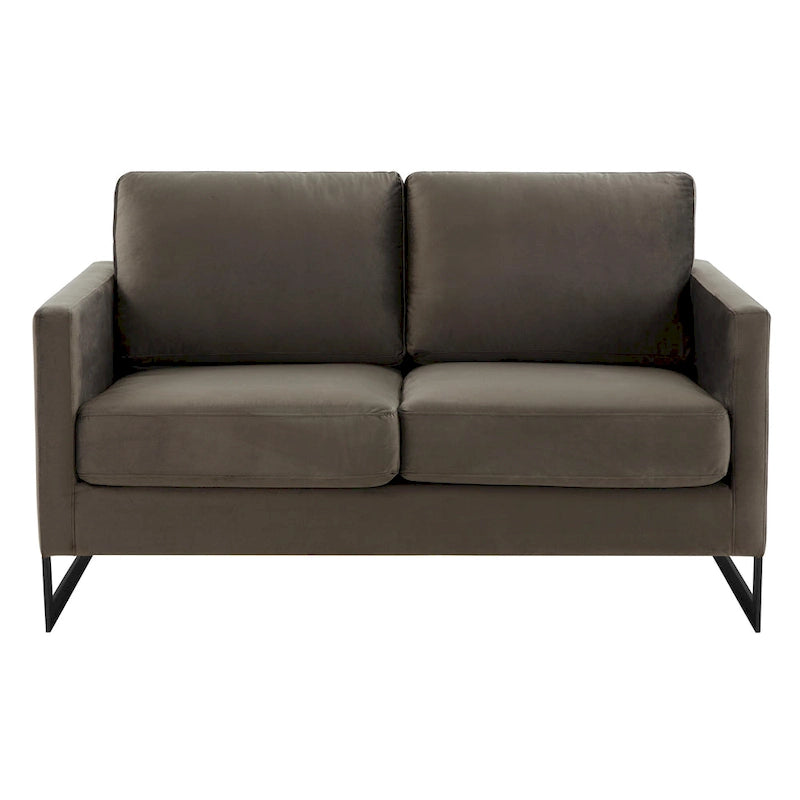 Upholstered Loveseat Sofa in Velvet Fabric with Removable Cushions and Stainless Steel Frame
