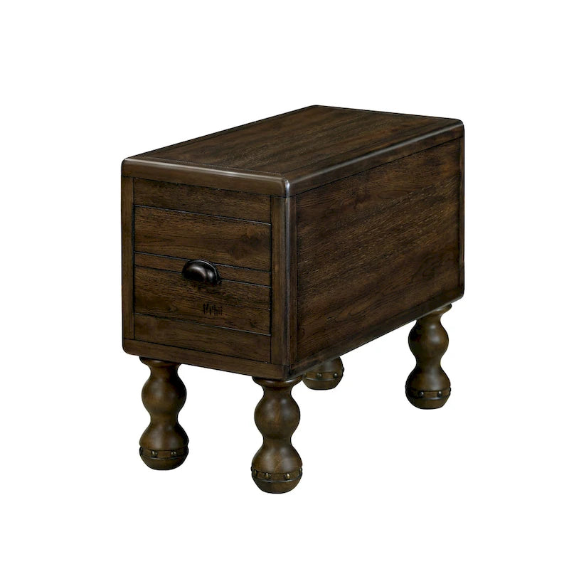Solid Wood Rectangle End Table with Drawer