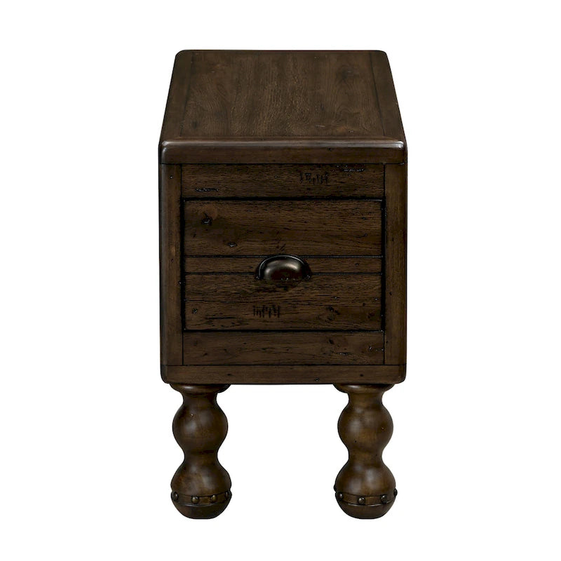 Solid Wood Rectangle End Table with Drawer