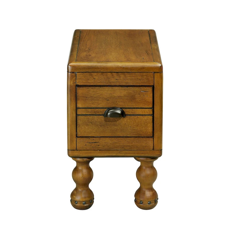 Solid Wood Rectangle End Table with Drawer