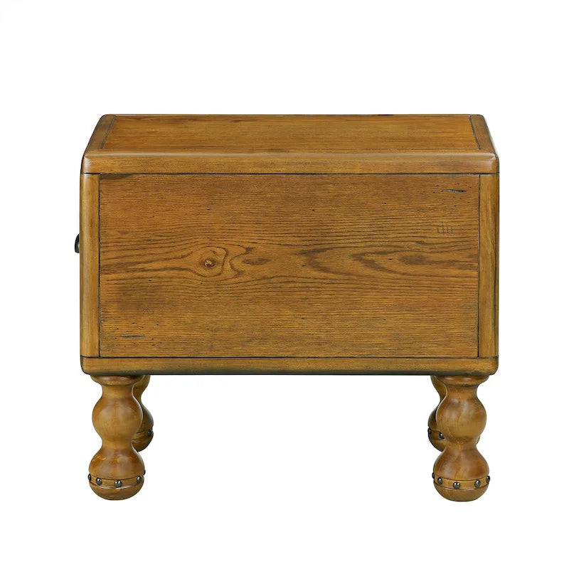 Solid Wood Rectangle End Table with Drawer