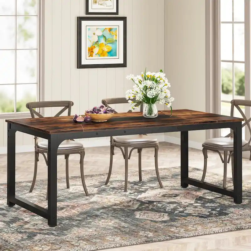 79 Inches Modern Rectangular Dining Table for 6-8 - 78.74 L x 39.37 W x 30.31H