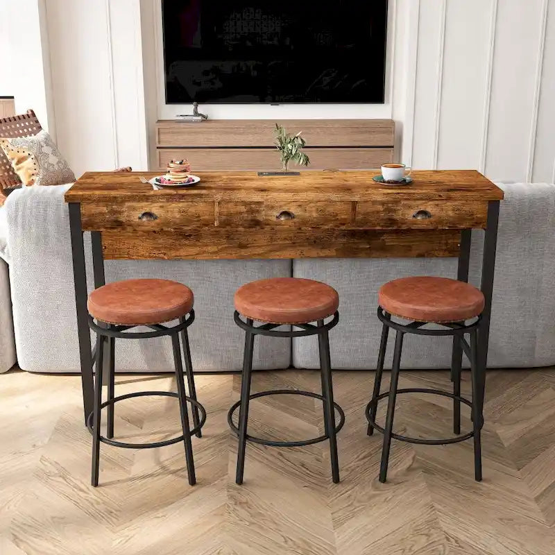 3-Drawer Long Dining Table Set