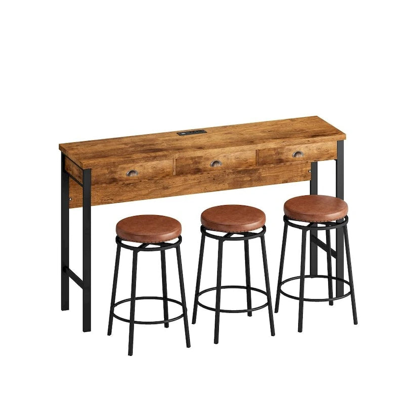 3-Drawer Long Dining Table Set