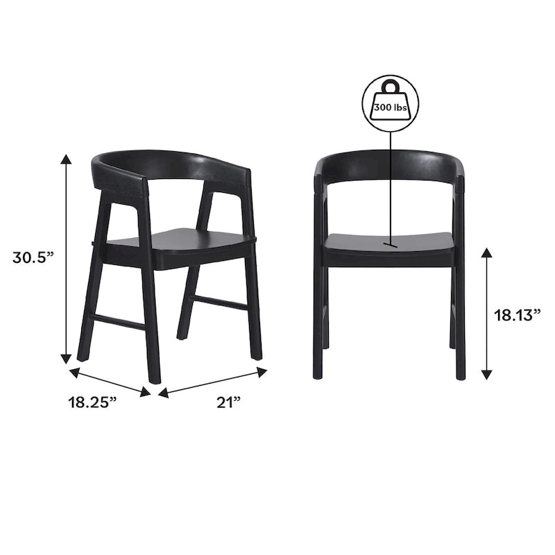 Middlebrook Modern Solid Wood Rounded Back Dining Chair (Set of 2)